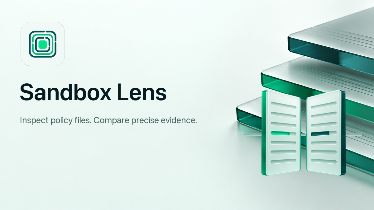 Sandbox Lens logo with layered policy evidence