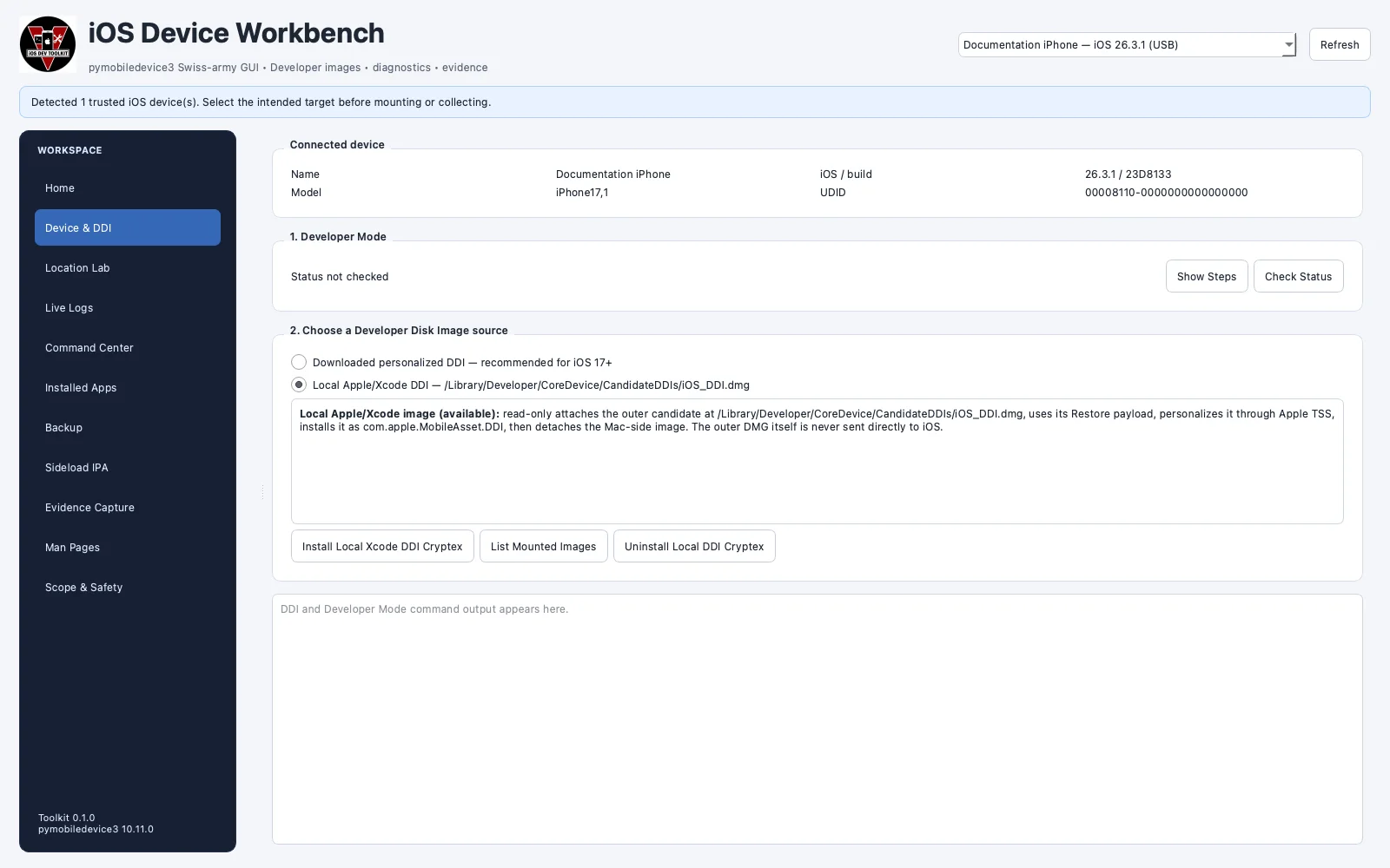 Local Xcode DDI workspace