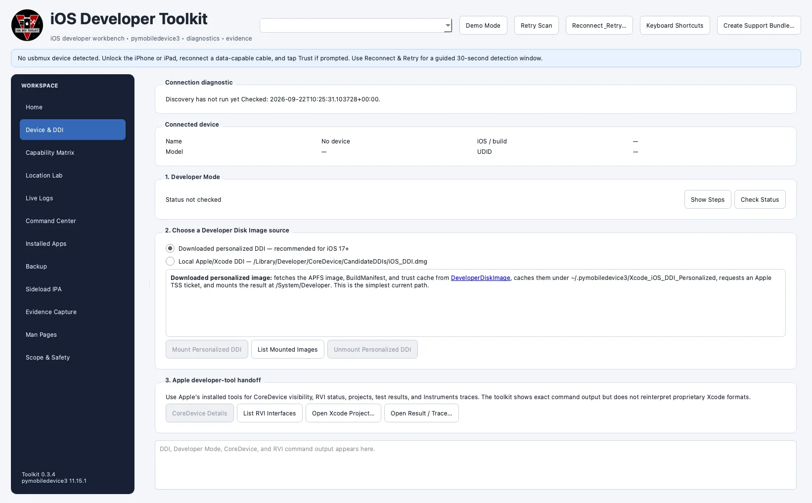 Apple developer-tool handoff controls