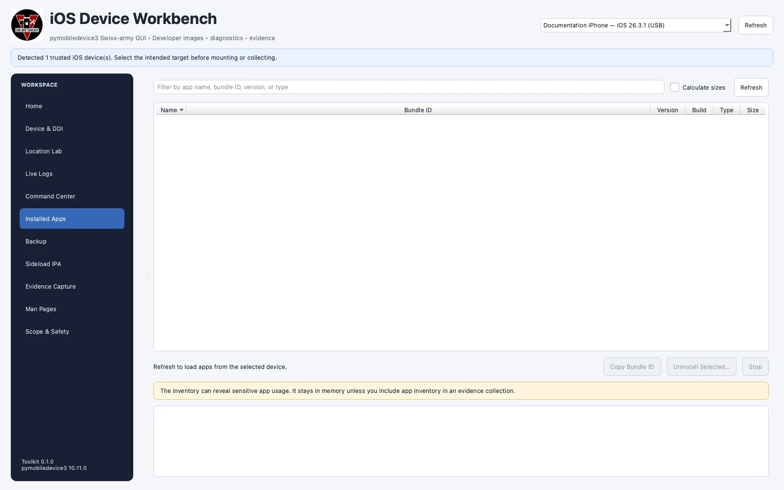 Installed Apps workspace