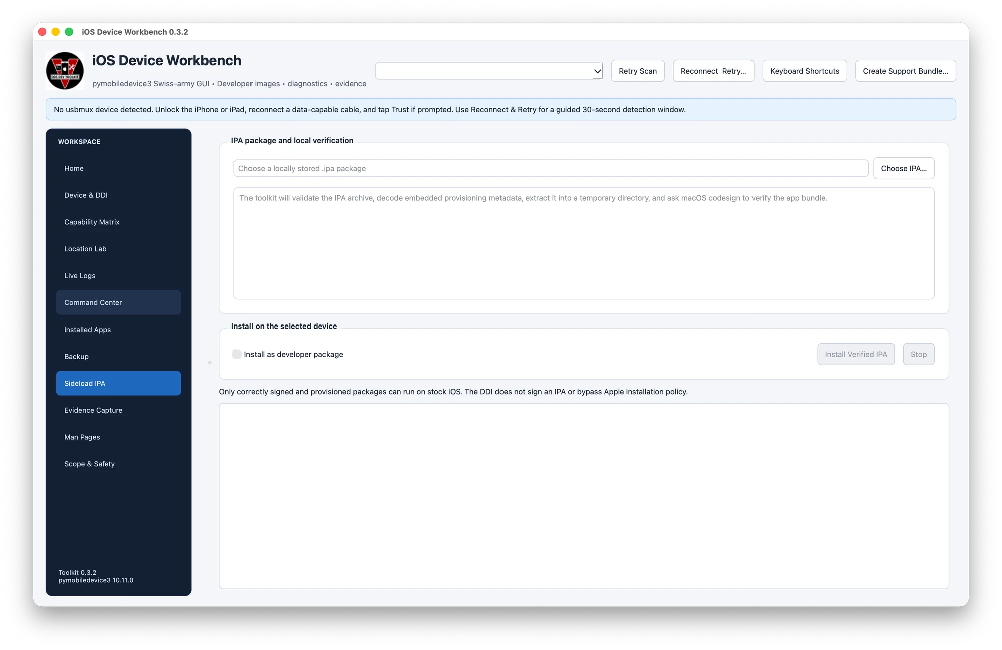 Sideload IPA workspace